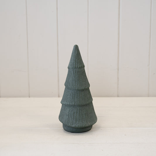 Green Ribbed Stoneware Christmas Tree 20cm