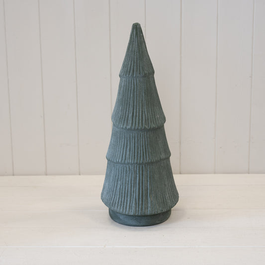 Green Ribbed Stoneware Christmas Tree 37.5cm