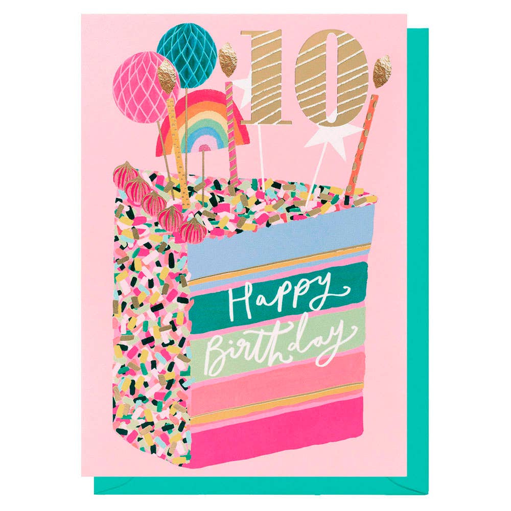 Age 10 Pink Cake Slice | Milestone Age | Kids Card