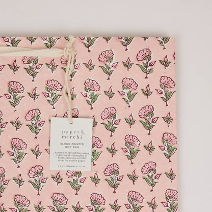 Hand Block Printed Gift Bags (Medium) - Blush Refresh