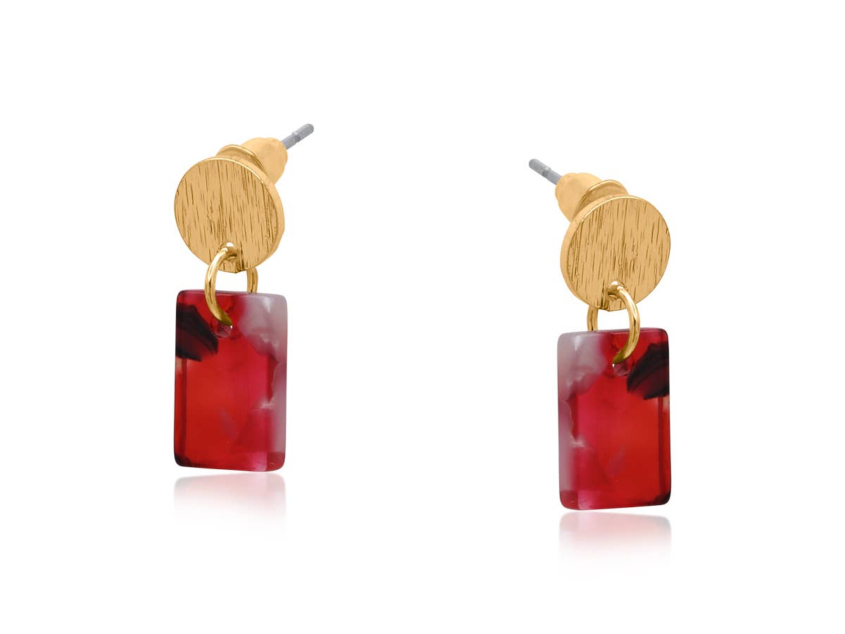 AURORA PETITE RESIN RECTANGLE STUD EARRINGS