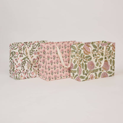 Hand Block Printed Gift Bags (Medium) - Blush Refresh