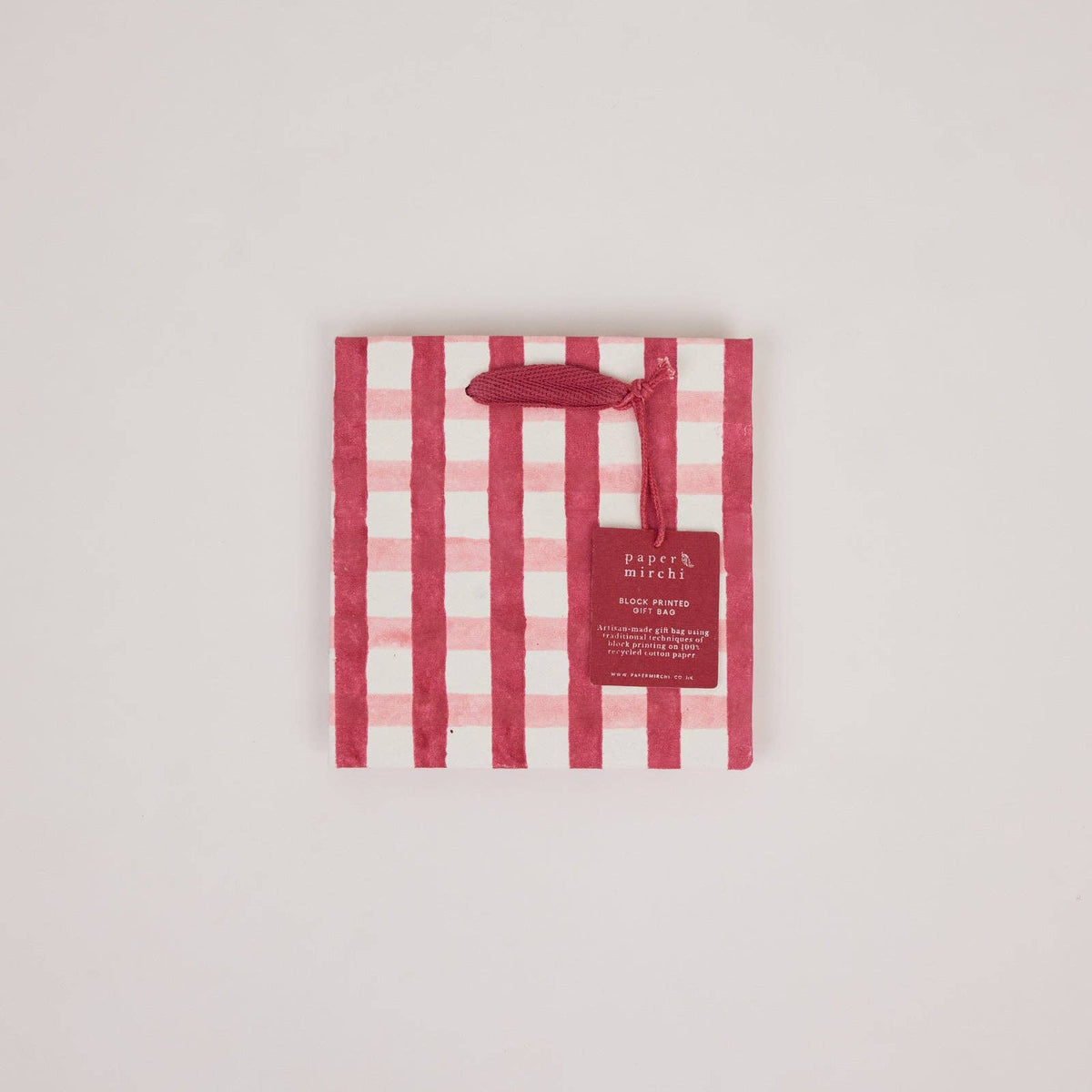 Block Printed Gift Bags (Small) - Christmas Pudding