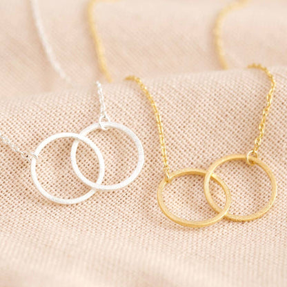 Brushed Interlocking Hoop Necklace