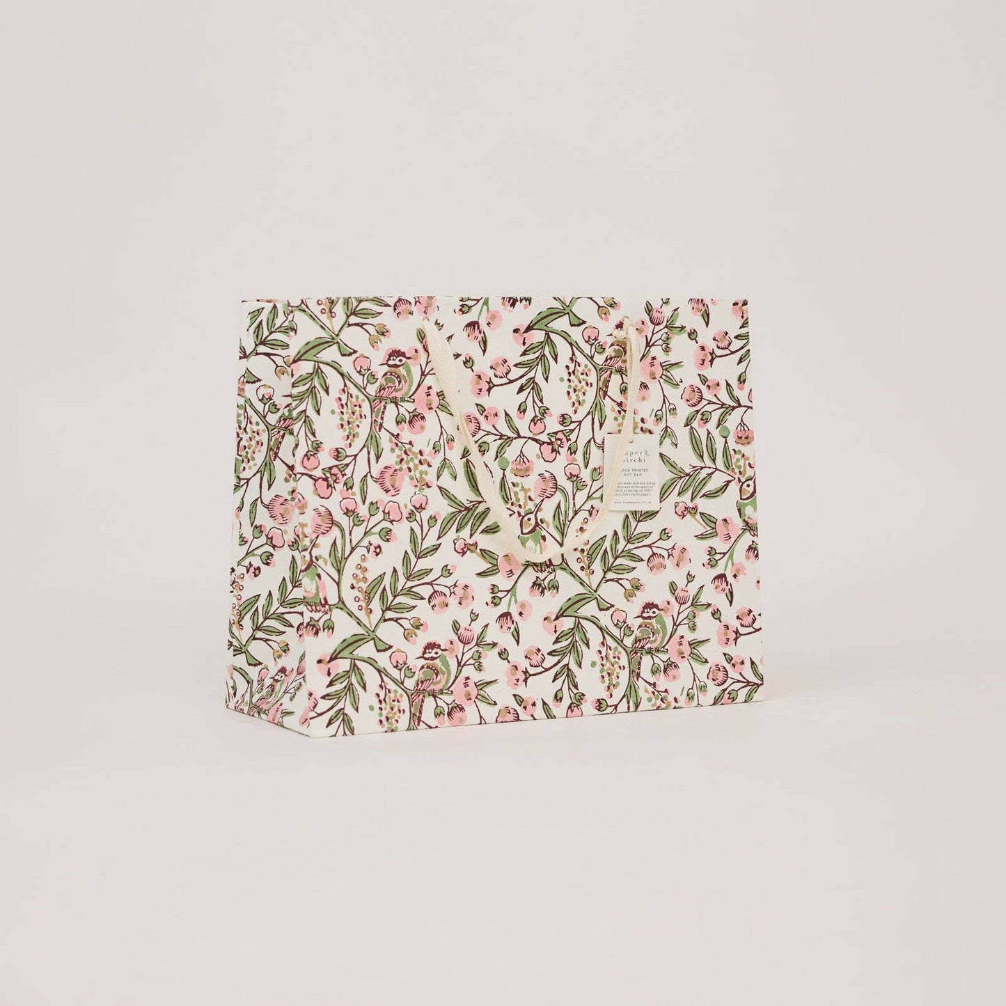 Hand Block Printed Gift Bags (Large) - Blush Refresh