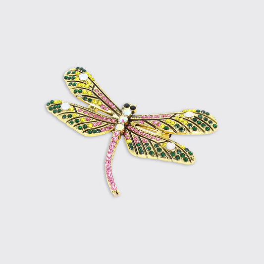 Dragonfly Brooch - Pink / Yellow