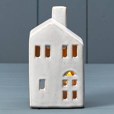 Ceramic House Tealight with Reactive Glaze