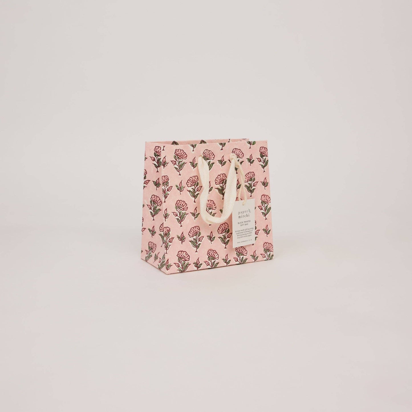 Hand Block Printed Gift Bags (Small) - Blush Refresh