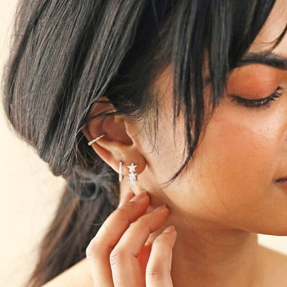 Crystal Triple Star Huggie Earrings