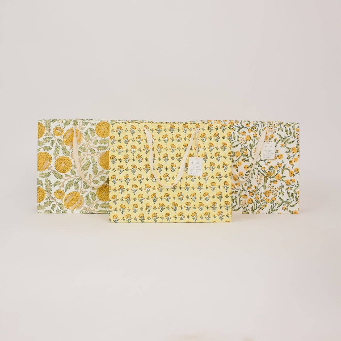 Hand Block Printed Gift Bags (Large) - Sunshine Refresh