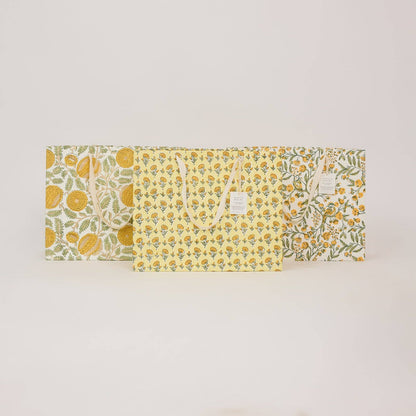 Hand Block Printed Gift Bags (Large) - Sunshine Refresh