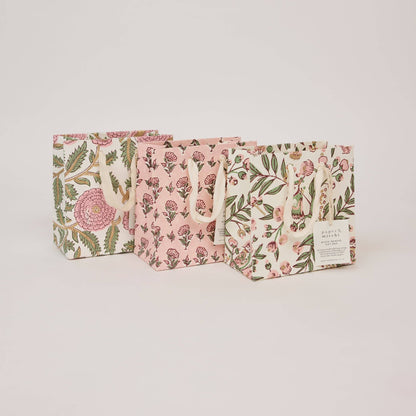 Hand Block Printed Gift Bags (Small) - Blush Refresh