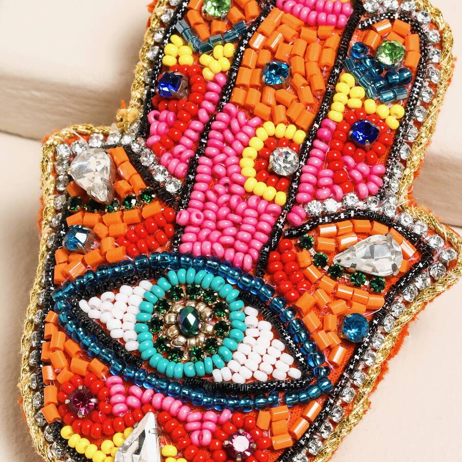 Rainbow Hamza hand beaded keyring