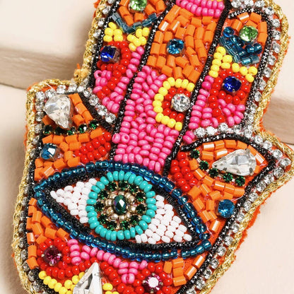 Rainbow Hamza hand beaded keyring