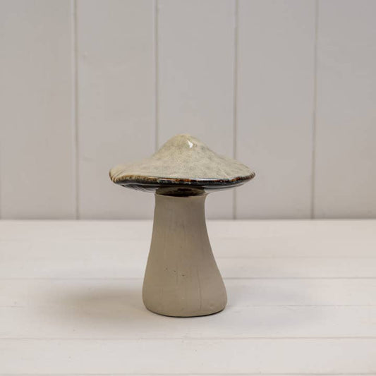 Beige Mottle Ceramic Mushroom Decoration (15cm)