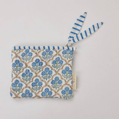 Organic Cotton Zipped Pouch Set 2pk - Floral Indigo