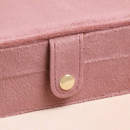Rose Pink Velvet Rectangular Travel Jewellery Case