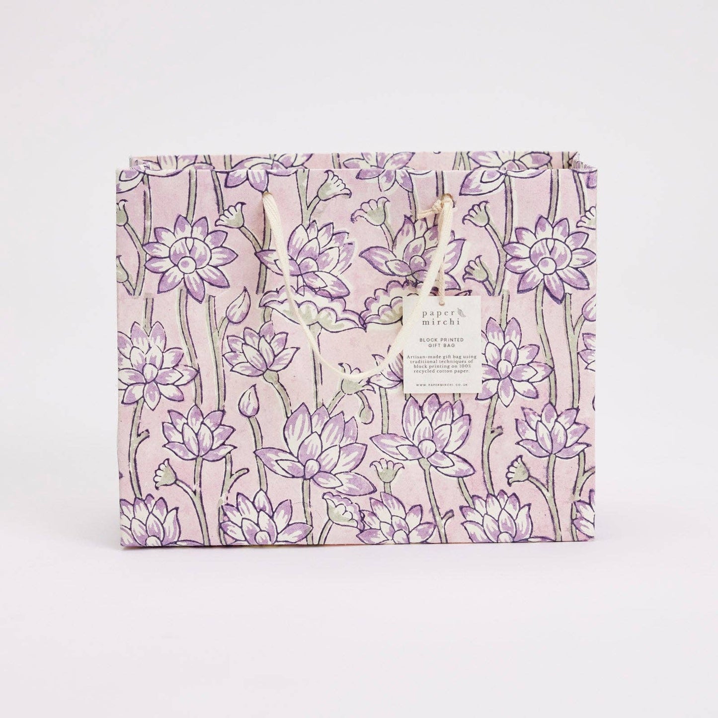 Block Printed Gift Bags (Medium) - Lavender