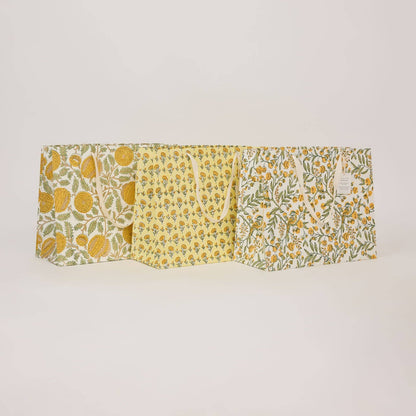 Hand Block Printed Gift Bags (Large) - Sunshine Refresh