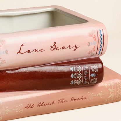 Stack of Books Ceramic Planter