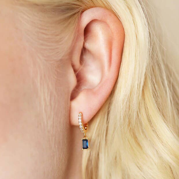 Montana Gemstone and Crystal Huggies in Gold