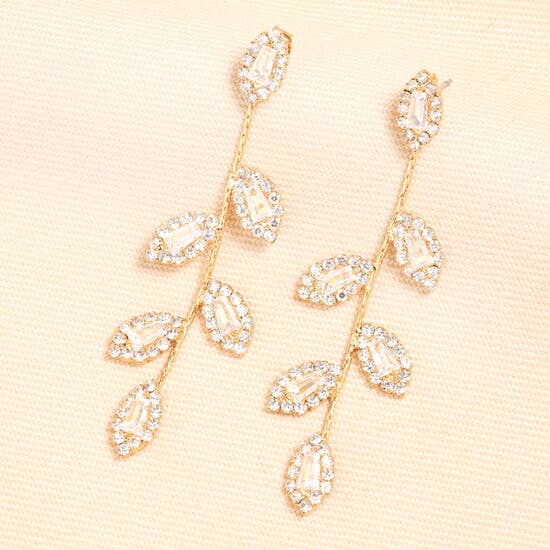 Leaf Drop Earrings in Gold