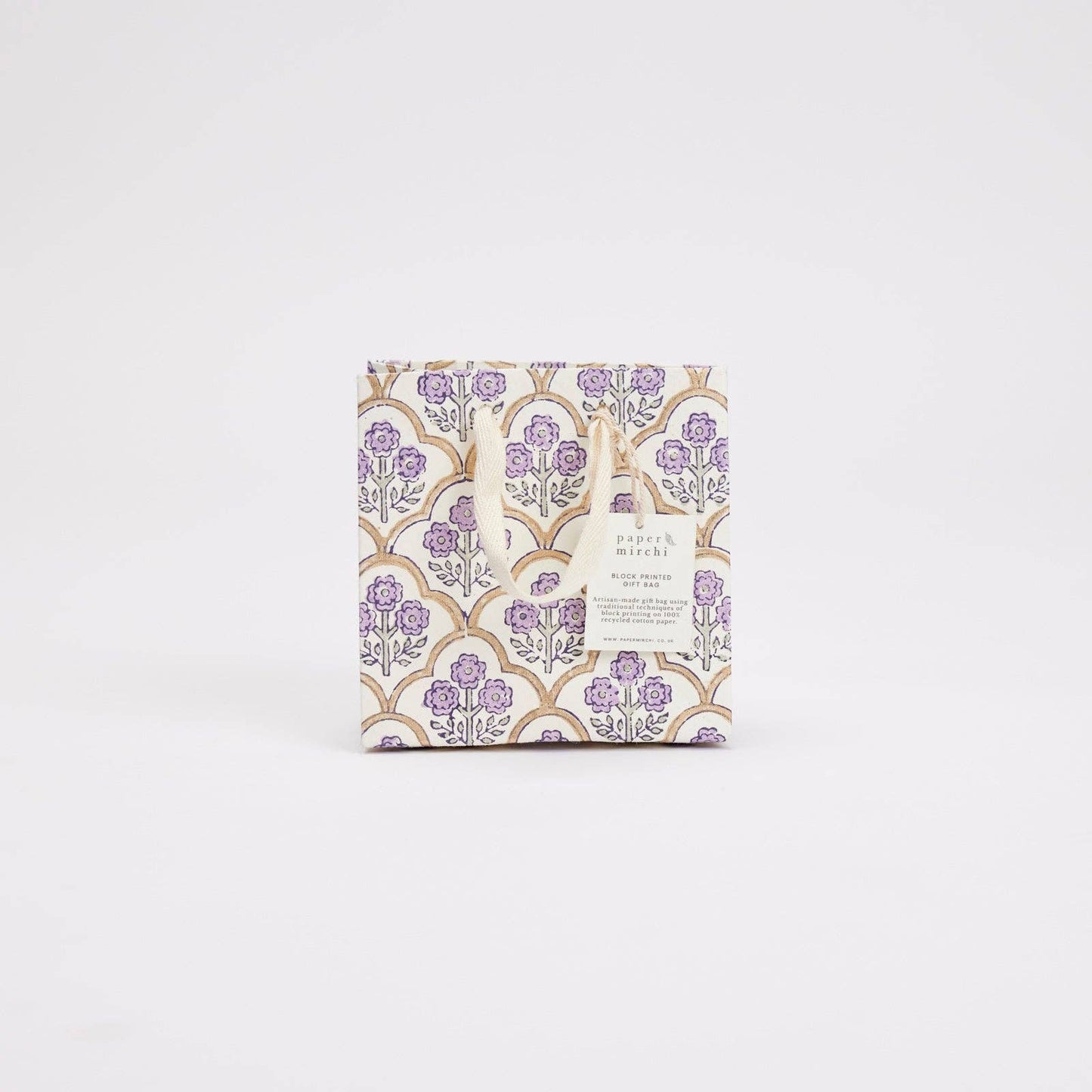 Block Printed Gift Bags (Small) - Lavender