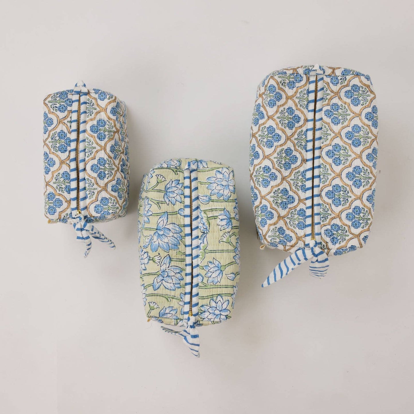 Organic Cotton Toiletry Bag (Small) - Trellis Indigo