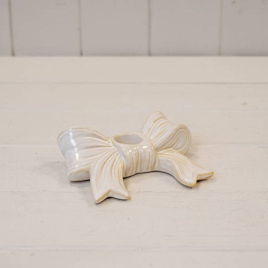 Stone Glazed Long Bow Candle Holder