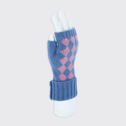 Lola Fingerless Gloves - Sky Blue / Pink