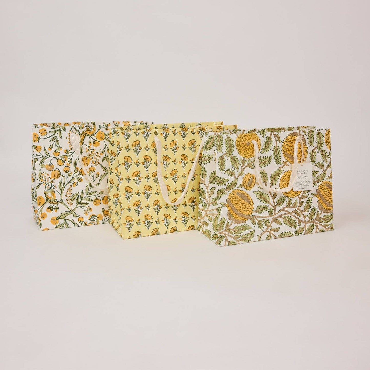 Hand Block Printed Gift Bags (Medium) - Sunshine Refresh