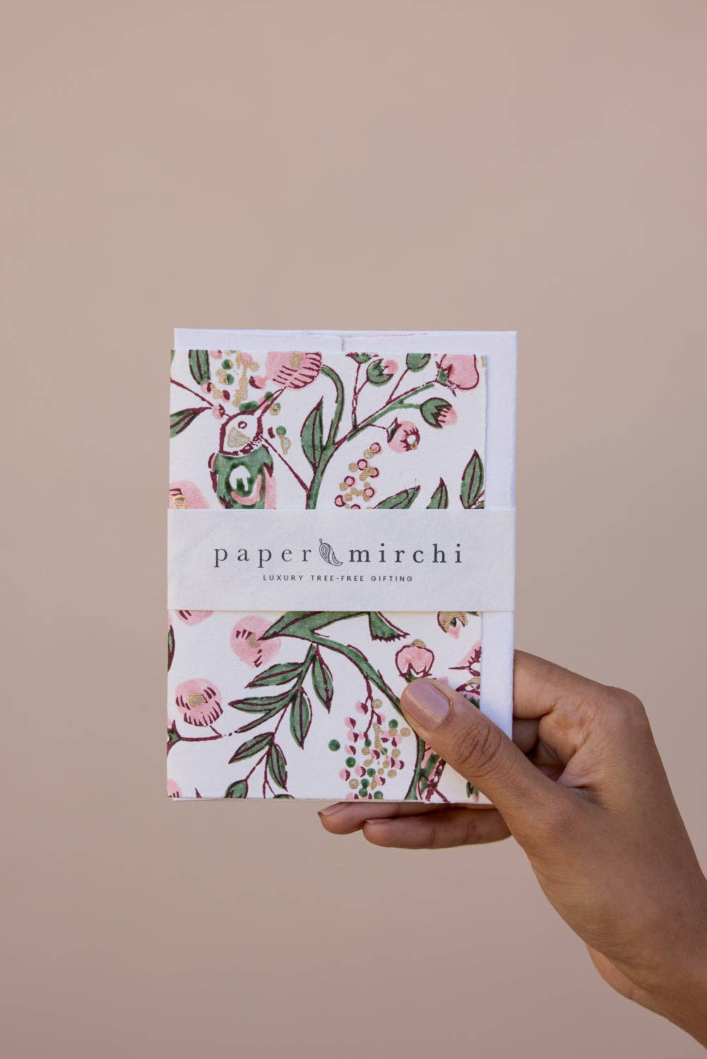 Hand Block Printed Greeting Card - GC Song Birds Blush