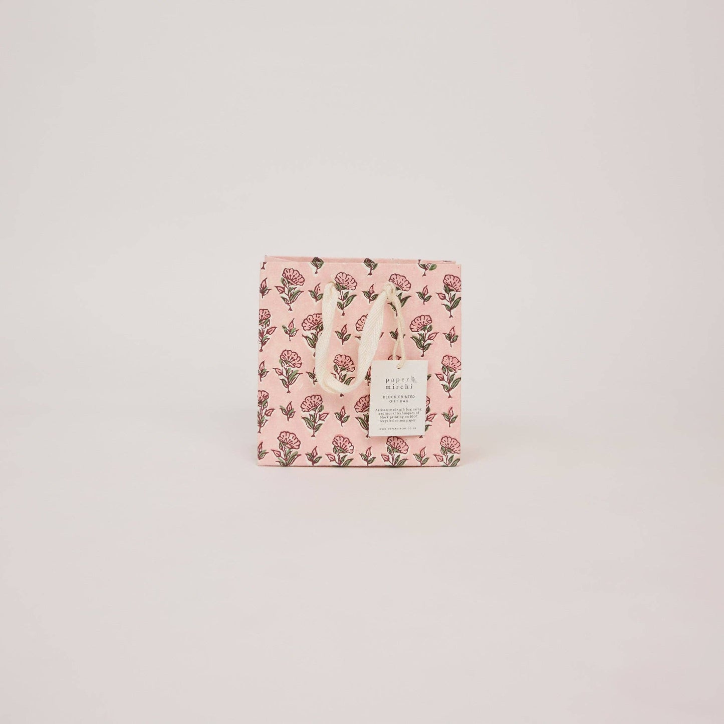 Hand Block Printed Gift Bags (Small) - Blush Refresh