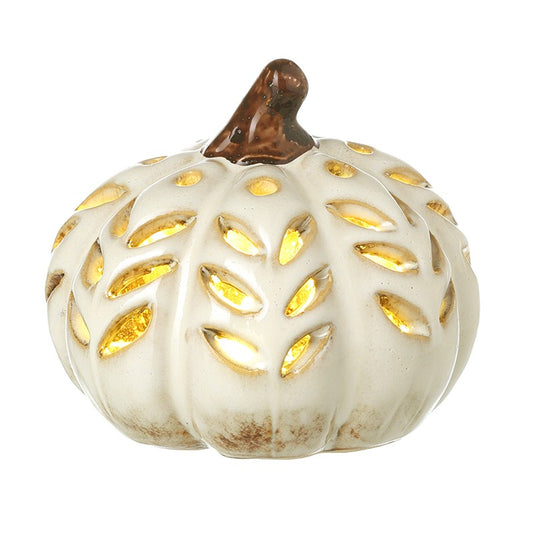 Cream Cut Out Light-Up Pumpkin