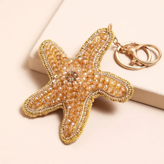 Beaded Starfish Keyring & Bag Charm