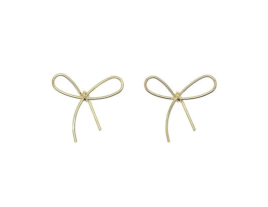 Ribbon brass earring studs