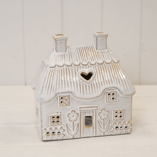 Natural Ceramic Thatch Roof House for Tealight
