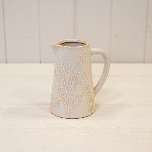 Small Natural Ceramic Jug with Olive branch Design