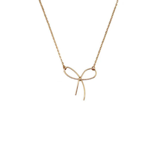 Small brass ribbon pendant necklace