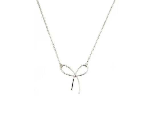Small brass ribbon pendant necklace