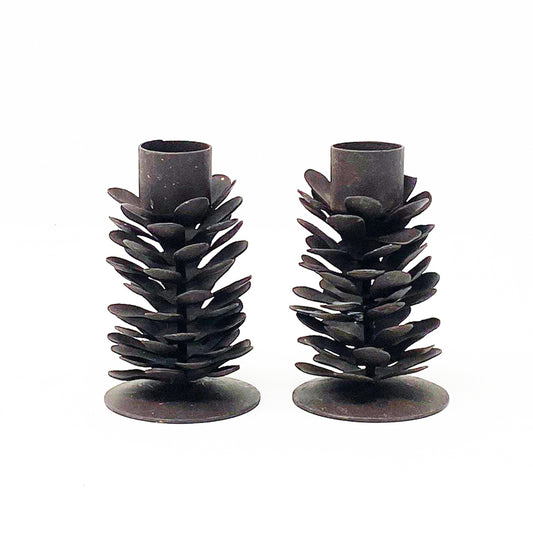 Fir Cone Candle Holder - Antique Grey
