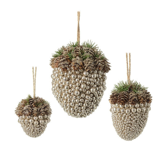 Large acorn bauble | pine cones | Gold