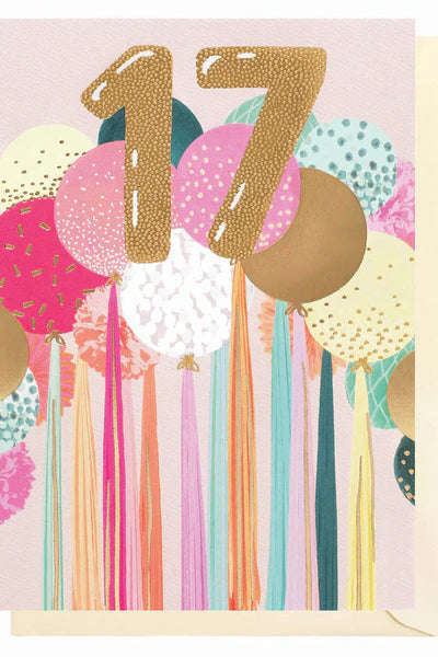 Age 17 Balloons Birthday card