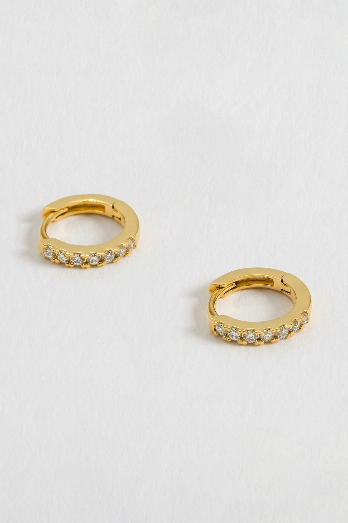 Pave Set Hoop Earrings With White Cz - Gold Plated - Np