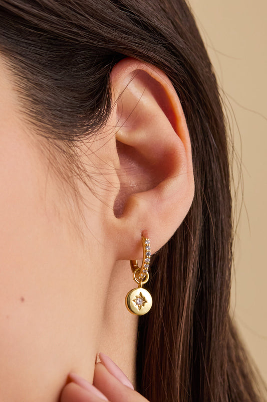 CZ North Star Coin Hoops