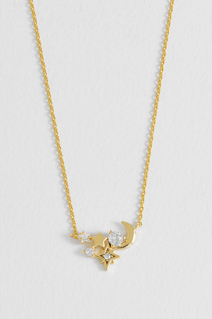 Moon and Stars Cluster Necklace