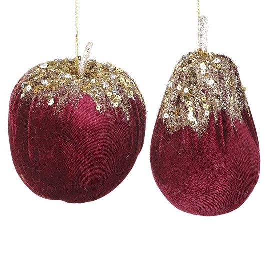 Burgandy Sequin bauble | Apple | Pear