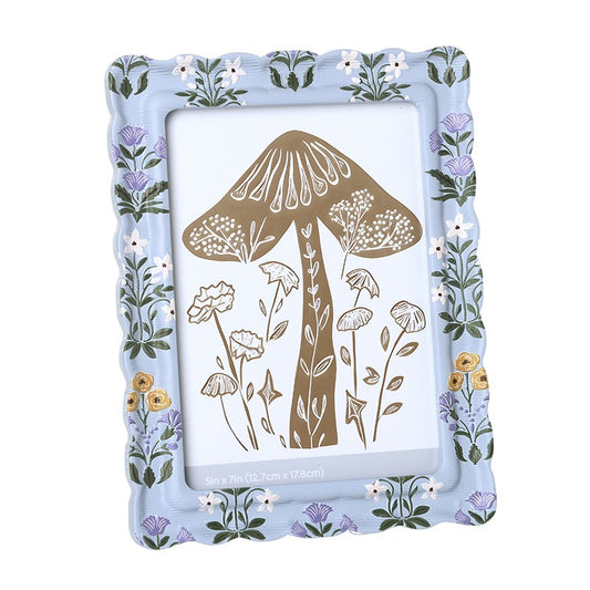 Grey Wood Floral Print Photo Large Frame
