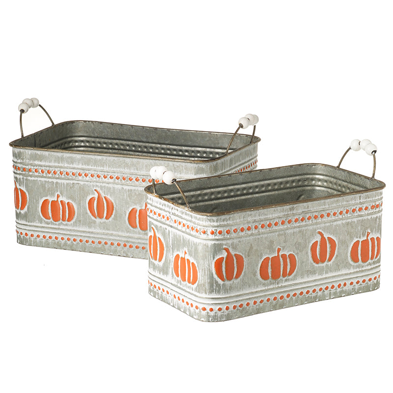 Pumpkin Metal Troughs Set