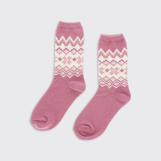 Darcie Fairisle Socks - Pink